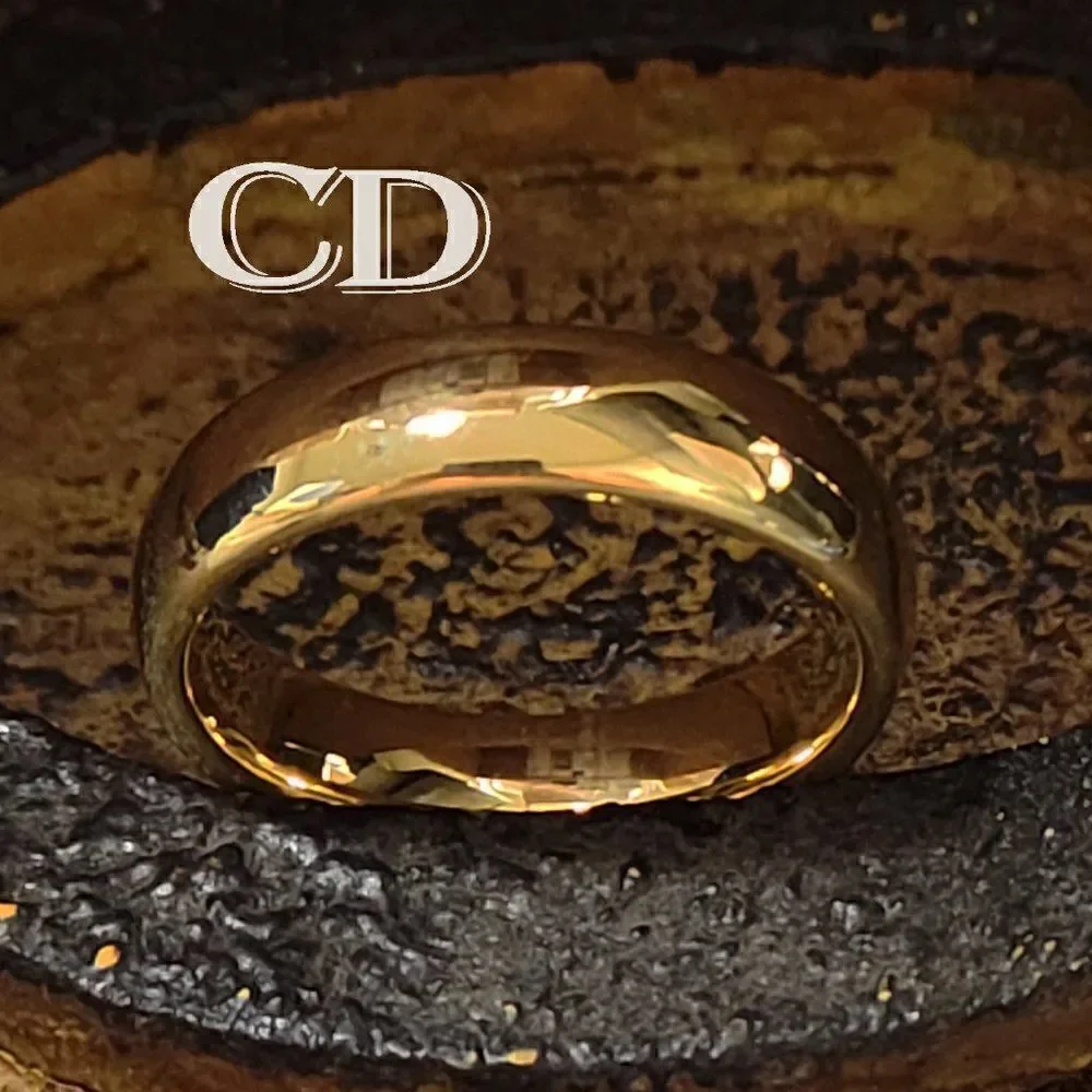 Men's Gold Tungsten Wedding Ring Band - Gold Wedding Ring For Him - Picture 8 of 8